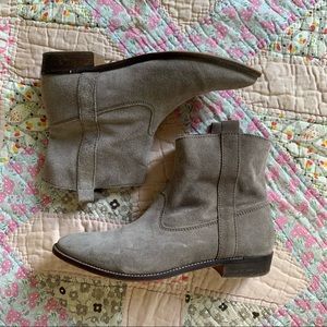 Suede leather western chelsea ankle boots